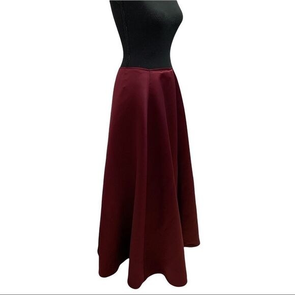 𝅺BURGUNDY maroon plum wine coloured satin maxi skirt size 4 - Picture 4 of 12